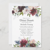 Invitation Fête virtuelle de bébé avec des fleurs en Bourgogn (Devant)