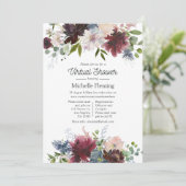 Invitation Fête virtuelle de bébé avec des fleurs en Bourgogn (Debout devant)