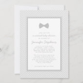 Invitation Fête virtuelle de bébé avec noeud papillon gris à (Devant)
