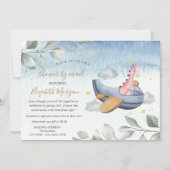 Invitation Fête virtuelle de bébé avion Dino par la poste  (Devant)