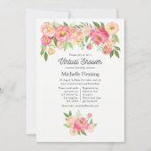 Invitation Fête Virtuelle de Bébé Fille Florale Rose de Print (Devant)