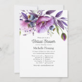 Invitation Fête Virtuelle de Bébé Fleurs de Pavot Violet Past (Devant)