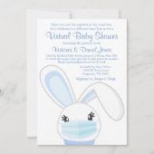 Invitation Fête Virtuelle de Bébé Masque de Lapin Garçon (Devant)