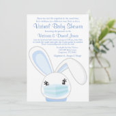Invitation Fête Virtuelle de Bébé Masque de Lapin Garçon (Debout devant)