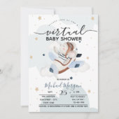 Invitation Fête virtuelle de bébé Souris Avion Nuages Points (Devant)