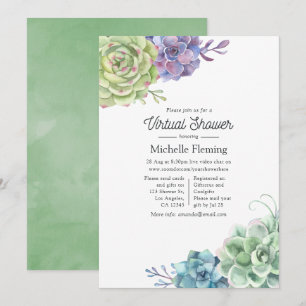 Invitation Fête virtuelle de naissance de cactus aquarelle su