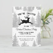 Invitation Fête virtuelle de Noël Russe Woodland Reinder (Debout devant)