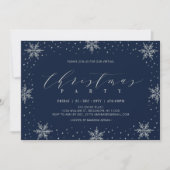 Invitation Fête virtuelle de Noël Silver & Navy (Devant)