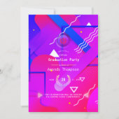 Invitation Fête Virtuelle de Remise de Diplômes Geometric Glo (Devant)