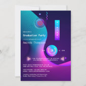 Invitation Fête Virtuelle de Remise de Diplômes Geometric Glo (Devant)