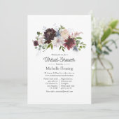 Invitation Fête virtuelle pour bébé avec des fleurs roses et (Debout devant)