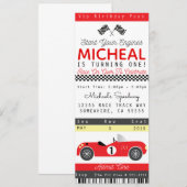 INVITATION FÊTE VOITURE DE COURSE (Devant / Derrière)