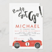 INVITATION FÊTE VOITURE DE COURSE (Devant / Derrière)