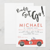 INVITATION FÊTE VOITURE DE COURSE (Devant / Derrière)