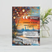 Invitation Fête Whimsical Adulte d'hiver fête d'anniversaire (Debout devant)