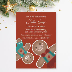 Invitation Fête Whimsical Christmas Gingerbread Cookie Swap