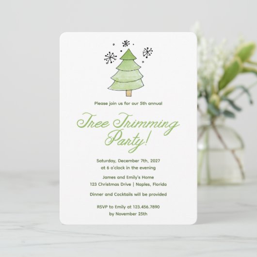 Invitation Fête Whimsical Christmas Tree Trimming (Debout devant)