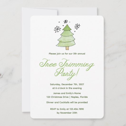 Invitation Fête Whimsical Christmas Tree Trimming (Devant)