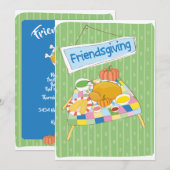 Invitation Fête Whimsical de Thanksgiving Amusante Amicale (Devant / Derrière)