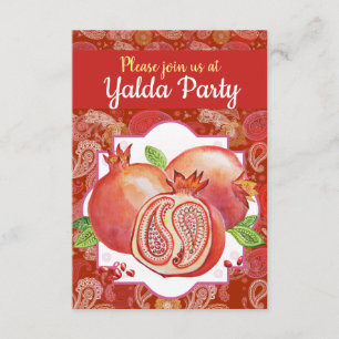 Invitation Fête Yalda grenade rouge