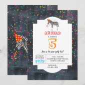 Invitation Fête Zèbre - Animaux Fête Anniversaire Garçon Fill (Devant / Derrière)