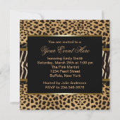 Invitation Fête Zèbre Léopard (Dos)