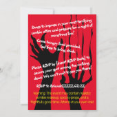 Invitation Fête zombie Apocalypse événement dystopique  (Dos)