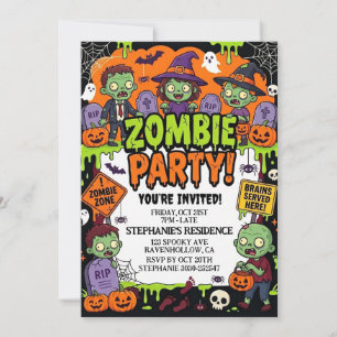 Invitation Fête Zombie Halloween