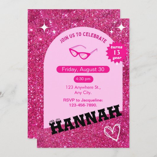 Invitation fêter et anniversaire (Devant / Derrière)