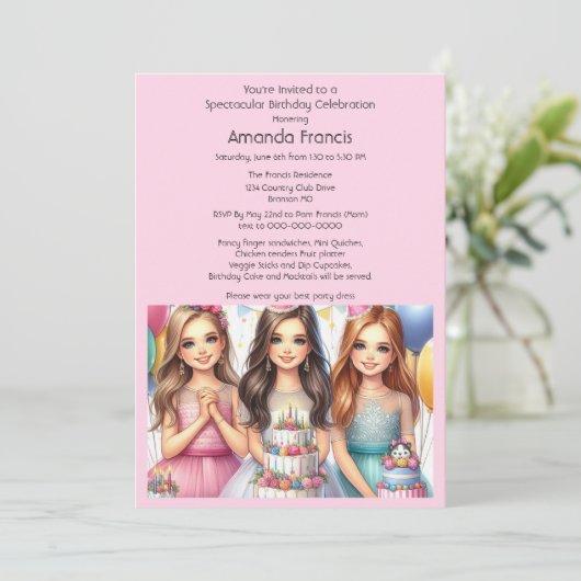 Invitation Fêter Fancy Ado Fête Anniversaire (Debout devant)