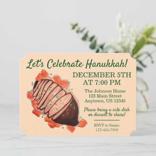 Invitation Fêter Hanoukka Brisket Fête juive (Debout devant)