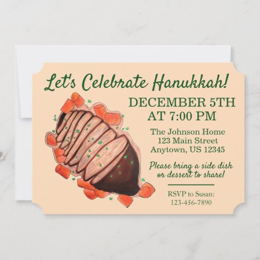 Invitation Fêter Hanoukka Brisket Fête juive (Devant)