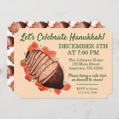 Invitation Fêter Hanoukka Brisket Fête juive (Devant / Derrière)