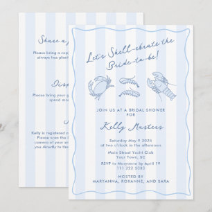 Invitation Fêter la mariée crustacé à coquille dessinée à la