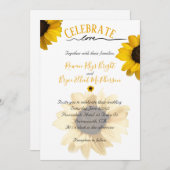 Invitation Fêter l'amour Tournesol jaune doré (Devant / Derrière)