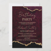 Invitation Fêter l'anniversaire Agate Bourgogne et Or (Devant)