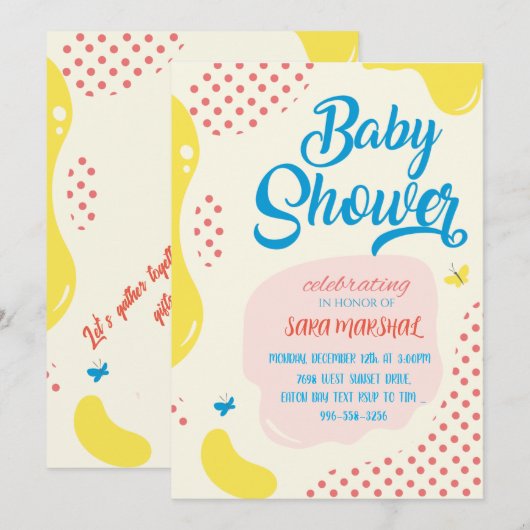 Invitation Fêter l'arrivée de votre petit miracle ! (Devant / Derrière)