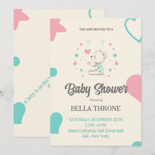 Invitation Fêter l'arrivée de votre petit miracle ! (Devant / Derrière)