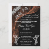 Invitation Fêter le Nouvel An Verre de Champagne noir et arge (Devant)