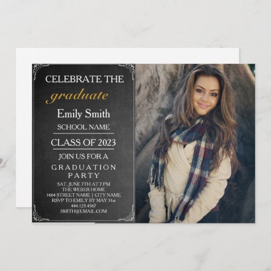 Invitation Fêter l'invitation de la fête de graduation (Devant / Derrière)