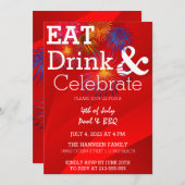 Invitation Fêter l'invitation de la fête Fireworks (Devant / Derrière)