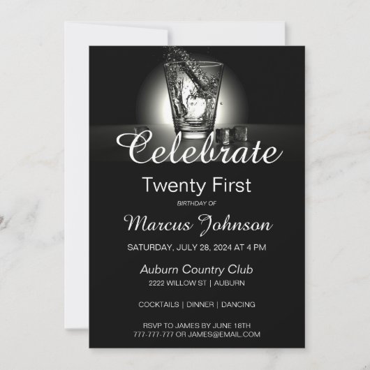 Invitation Fêter l'invitation du 21e anniversaire (Devant)