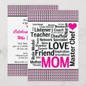 Invitation Fêter maman ! Fête des mères ou anniversaire de ma (Devant / Derrière)