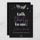 Invitation Fêter Mes 30 Ans, Talk Thirty to Me (Devant / Derrière)