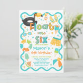 Invitation Fêter Mes Six Ans à la Piscine l'Été (Debout devant)