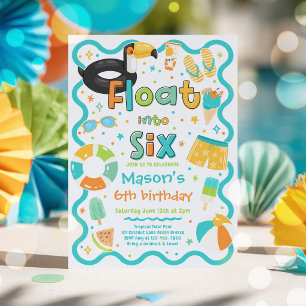 Invitation Fêter Mes Six Ans à la Piscine l'Été