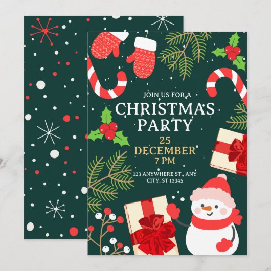 Invitation Fêter Noël de la Joyeuse Saison (Devant / Derrière)