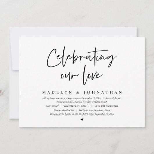 Invitation Fêter notre amour, Mariage Elopement Brunch (Devant)