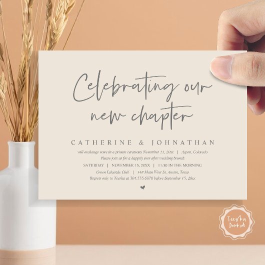 Invitation Fêter Notre Nouveau Chapitre, Elopement Brunch