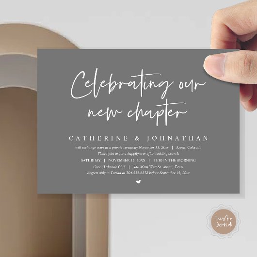Invitation Fêter Notre Nouveau Chapitre, Elopement Brunch